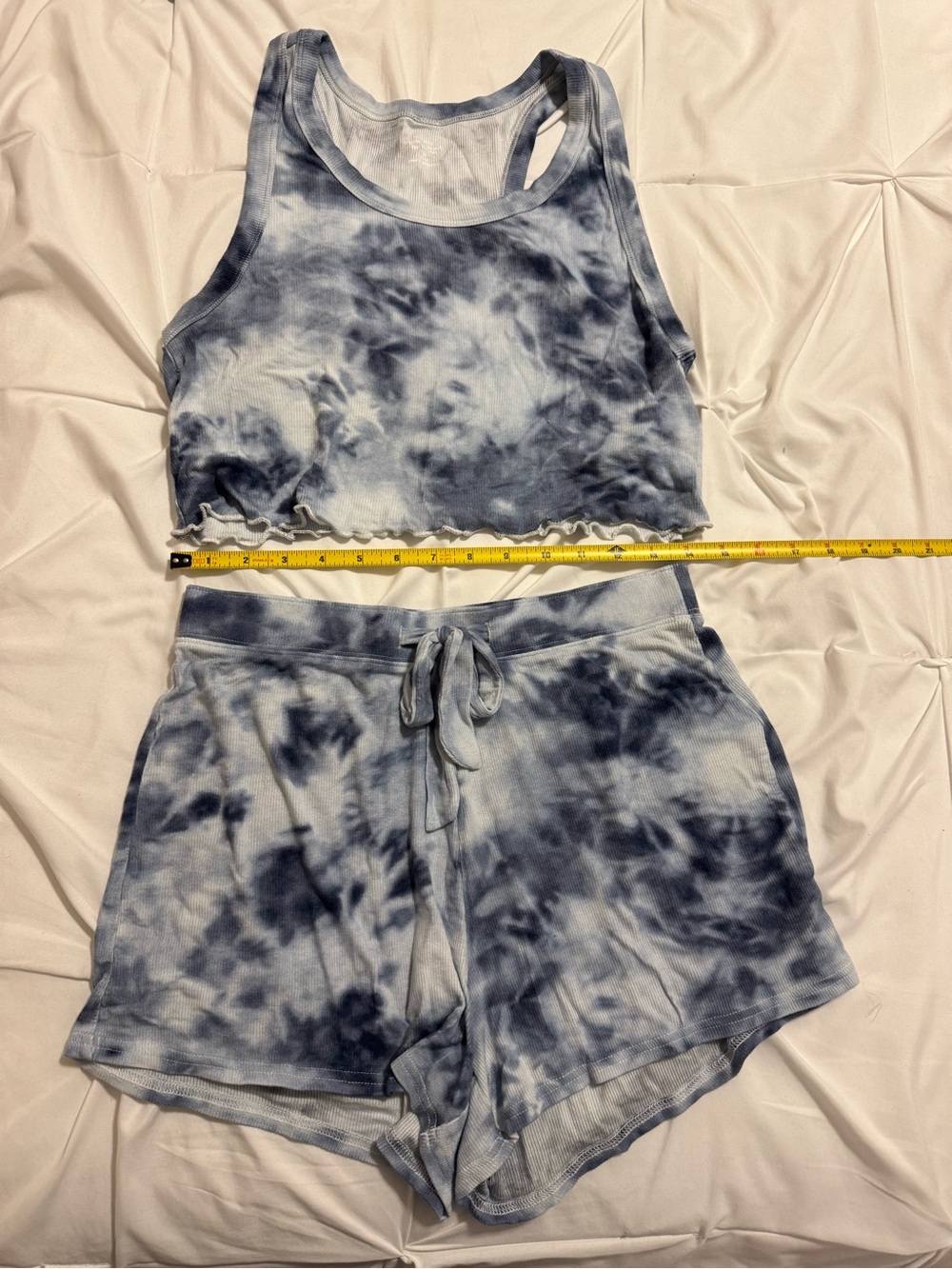 Hollister Gilly Hicks Tank (Medium) & Shorts (Small) Pajama Set in Blue Tie Dye - Picture 5 of 7